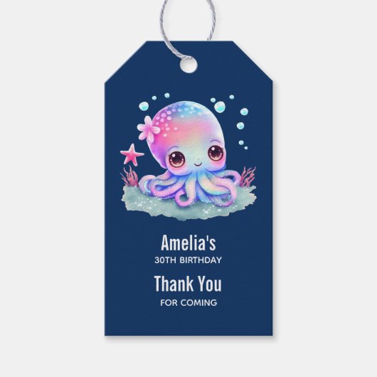 Cute Octopus Zee Createvent Hartelijk dank Cadeaulabel (Voorkant)