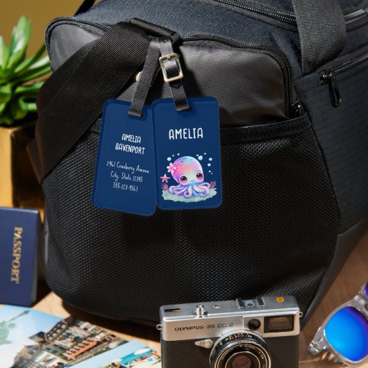 Cute Octopus Zee creatie Bagagelabel (Voorkant /achterkant)