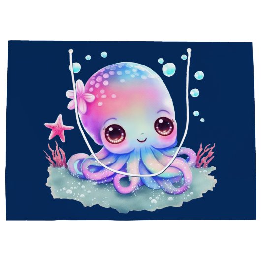 Cute Octopus Zee creatie Groot Cadeauzakje (Achterkant)
