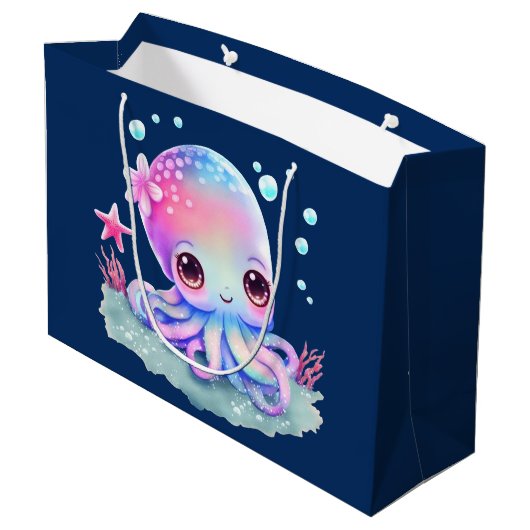 Cute Octopus Zee creatie Groot Cadeauzakje (Achterkant Gekanteld)