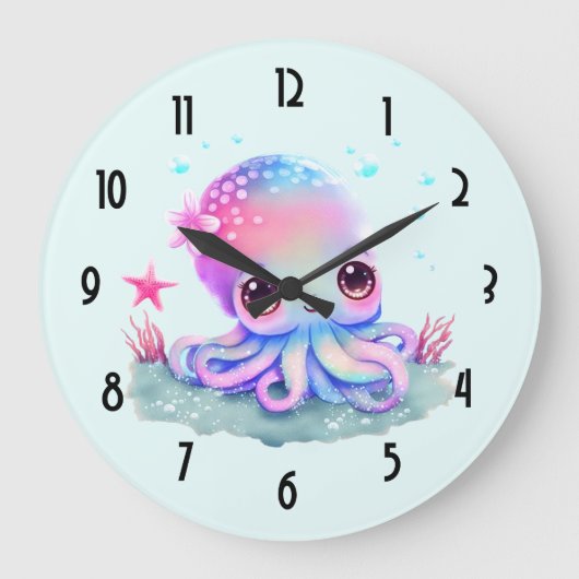 Cute Octopus Zee creatie Grote Klok (Voorkant)