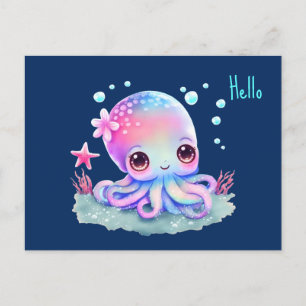 Cute Octopus Zee creatie Hallo Briefkaart
