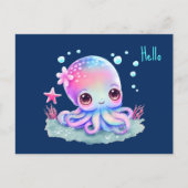 Cute Octopus Zee creatie Hallo Briefkaart (Voorkant)