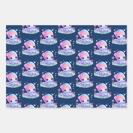 Cute Octopus Zee creatie Inpakpapier Vel (Voorkant 3)