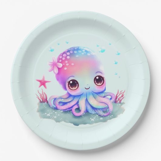 Cute Octopus Zee creatie Papieren Bordje (Voorkant)