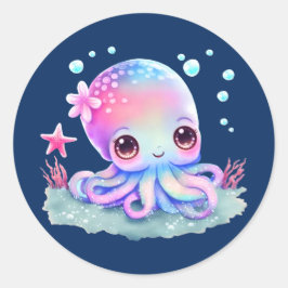 Cute Octopus Zee creatie Ronde Sticker