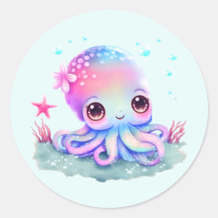 Cute Octopus Zee creatie Ronde Sticker