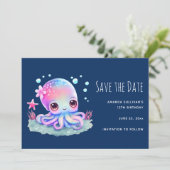 Cute Octopus Zee creatie Save The Date (Staand voorkant)
