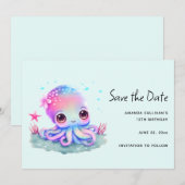 Cute Octopus Zee creatie Save The Date (Voorkant / Achterkant)