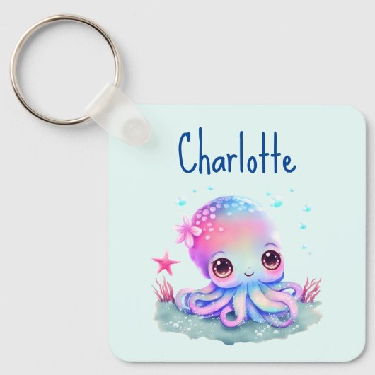 Cute Octopus Zee creatie Sleutelhanger (Voorkant)