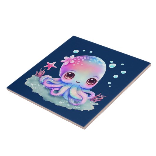 Cute Octopus Zee creatie Tegeltje (Zijkant)