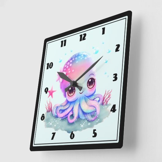 Cute Octopus Zee creatie Vierkante Klok (Hoek)