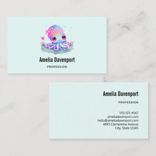 Cute Octopus Zee creatie Visitekaartje (Voorkant / Achterkant)