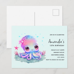 Cute Octopus Zee Creatindaagse uitnodiging