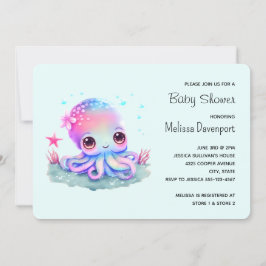 Cute Octopus Zee Creatinine Baby shower Kaart