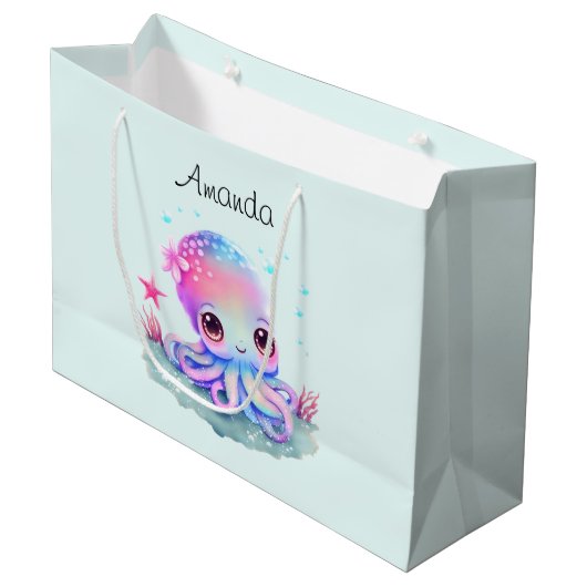 Cute Octopus Zee Creature Birthday Groot Cadeauzakje (Voorkant Gekanteld)