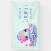 Cute Octopus Zee Creature Birthday Welkom Spandoek (Verticaal)