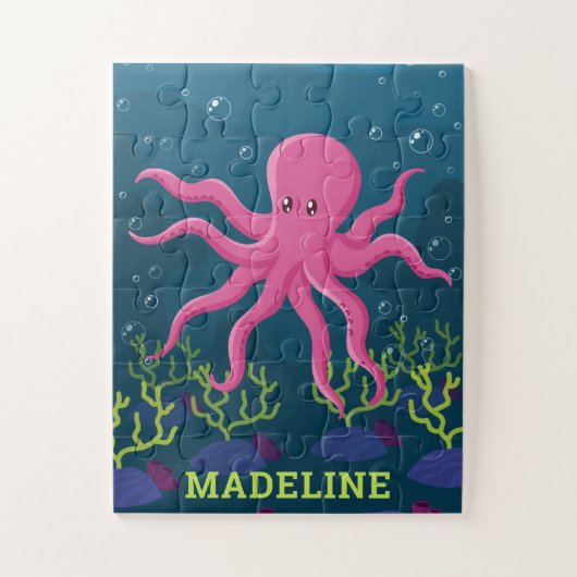 Cute Octopus Zee Ocean Persoonlijke Kinderen Legpuzzel (Verticaal)