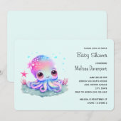 Cute Octopus Zeedier Baby Shower Kaart (Voorkant / Achterkant)