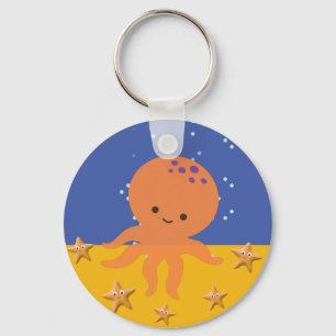 Cute Octopus Zeester Karton Sleutelhanger