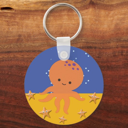 Cute Octopus Zeester Karton Sleutelhanger (Voorkant)