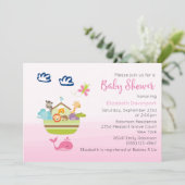 Cute Oerwoud Animal Ark Baby shower Roze Kaart (Staand voorkant)