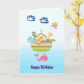 Cute Oerwoud Animal Ark Birthday Kaart (Gele Bloem)