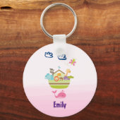 Cute Oerwoud Animal Ark met een vlinder en walvis Sleutelhanger (Voorkant)