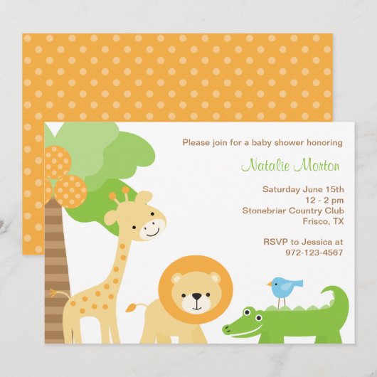 Cute Oerwoud Animal Invitations Kaart (Voorkant / Achterkant)