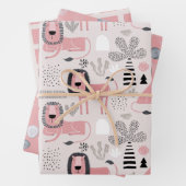 Cute Oerwoud Animal Lion Inpakpapier Vel (In situ)