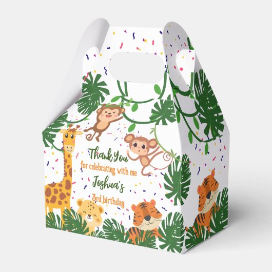 Cute oerwoud animal party safari verjaardag bedankdoosjes (Voorkant Zijde)