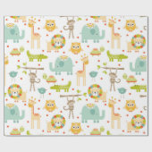 Cute Oerwoud Animal Wrapping Paper Cadeaupapier (Vlak)