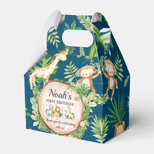 Cute Oerwoud Animals 1e verjaardag Dank u Bedankdoosjes (Voorkant Zijde)