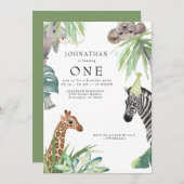 Cute Oerwoud Animals 1e verjaardag Kaart (Voorkant / Achterkant)