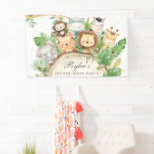 Cute Oerwoud Animals 1st Birthday Decor Backdrop Spandoek (Insitu)