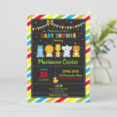 Cute Oerwoud Animals Baby shower Invitation Neutra Kaart (Staand voorkant)