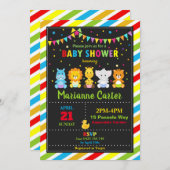 Cute Oerwoud Animals Baby shower Invitation Neutra Kaart (Voorkant / Achterkant)