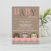 Cute Oerwoud Animals Baby shower Uitnodigen Kaart (Staand voorkant)
