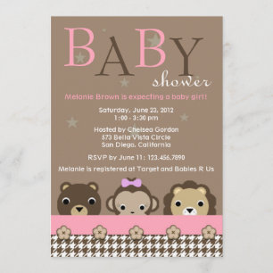 Cute Oerwoud Animals Baby shower Uitnodigen Kaart