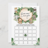 Cute Oerwoud Animals Bingo Baby shower Game Kaart