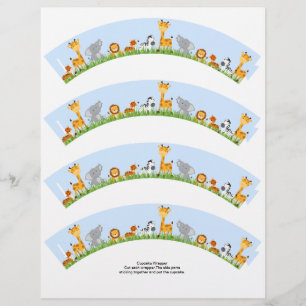 Cute Oerwoud Animals Boy Plain Cupcake Wrapper Flyer