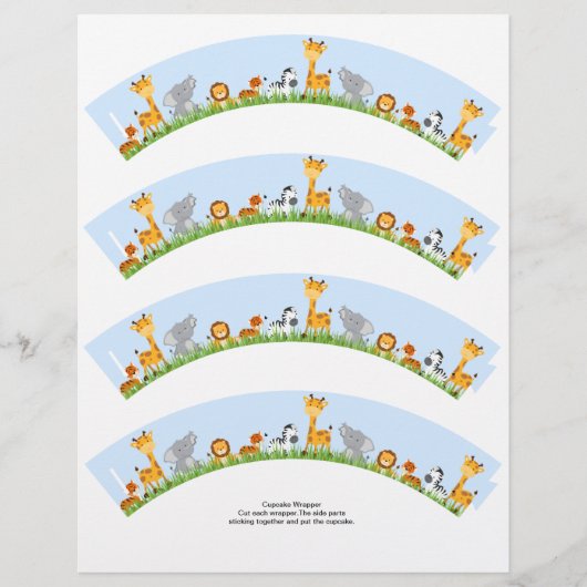 Cute Oerwoud Animals Boy Plain Cupcake Wrapper Flyer (Voorkant)