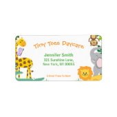 Cute Oerwoud Animals Child Daycare Babysitter Etiket (Voorkant)