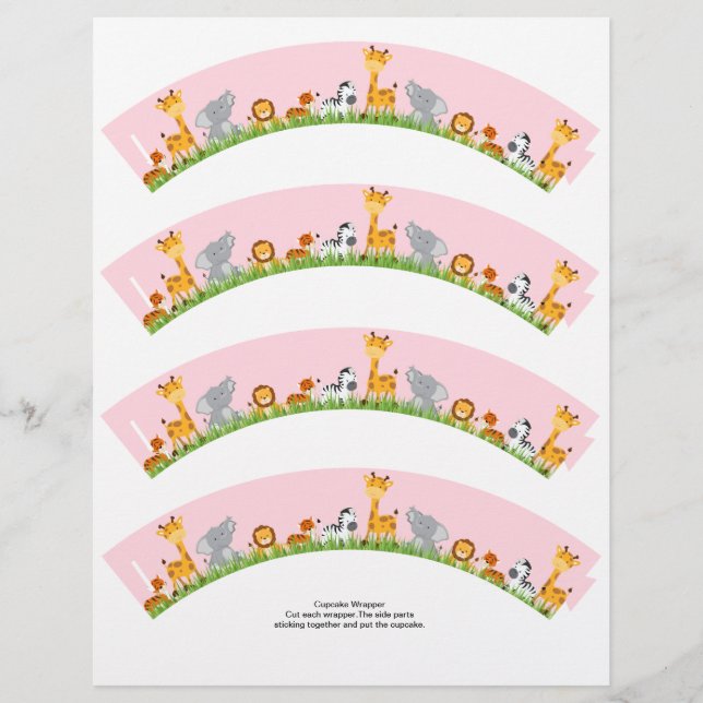 Cute Oerwoud Animals Girl Plain Cupcake Wrapper (Voorkant)