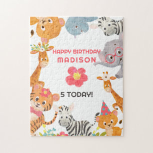 Cute Oerwoud Animals Happy Birthday Legpuzzel