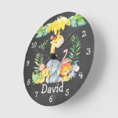 Cute Oerwoud Animals Personalized Chalkboard Ronde Klok (Hoek)