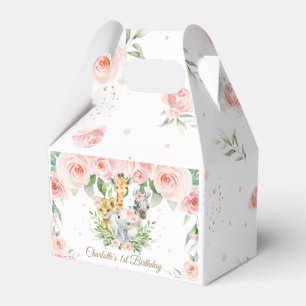Cute Oerwoud Animals Safari Pink Floral Hartelijk Bedankdoosjes