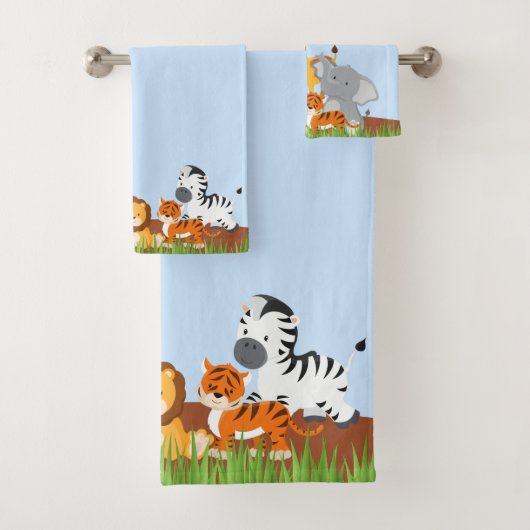 Cute Oerwoud Baby Animal Bad Handdoek (Insitu)