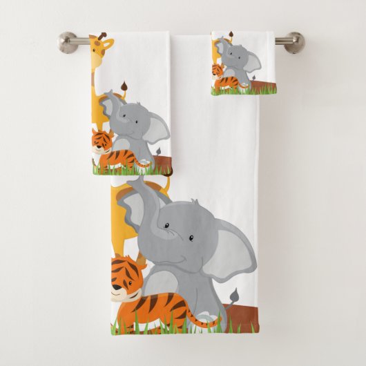 Cute Oerwoud Baby Animal Bad Handdoek (Insitu)