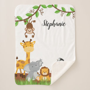 Cute Oerwoud Baby Animal Sherpa Deken